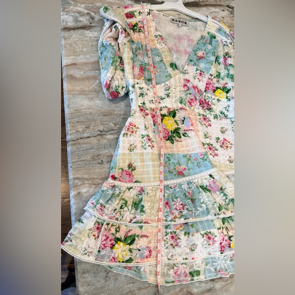 Women’s ANTHROPOLOGIE Barok Paris ruffled v-neck mini dress- Size Medium - Picture 6 of 10